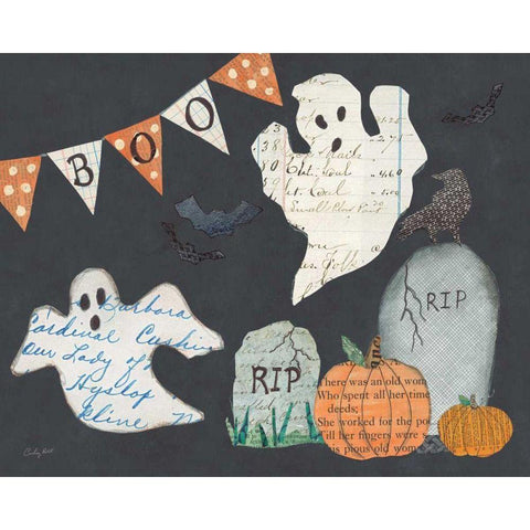 Halloween Whimsy III White Modern Wood Framed Art Print by Prahl, Courtney