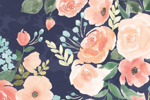 Blooming Delight III Blue Black Ornate Wood Framed Art Print with Double Matting by Jackson, Jenaya