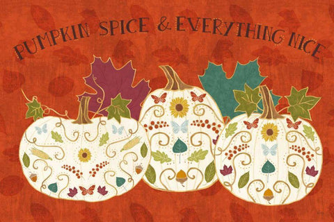 Autumn Otomi I Black Ornate Wood Framed Art Print with Double Matting by Charron, Veronique