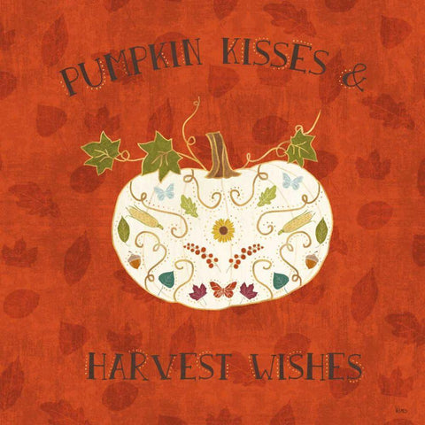 Autumn Otomi III White Modern Wood Framed Art Print with Double Matting by Charron, Veronique