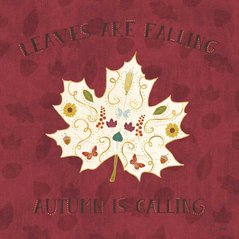 Autumn Otomi IV White Modern Wood Framed Art Print with Double Matting by Charron, Veronique