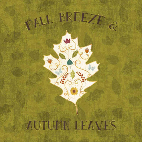 Autumn Otomi V White Modern Wood Framed Art Print with Double Matting by Charron, Veronique