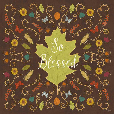 Autumn Otomi IX Black Ornate Wood Framed Art Print with Double Matting by Charron, Veronique