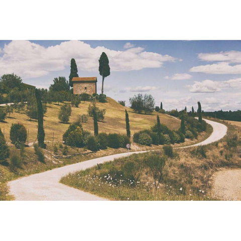 Strada Bianca I Black Modern Wood Framed Art Print with Double Matting by Aledanda