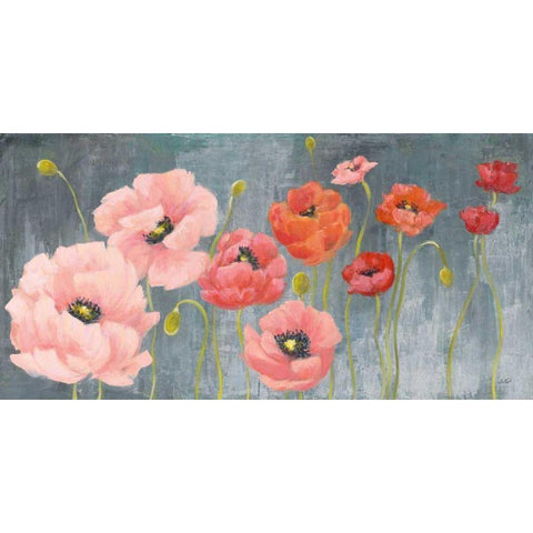 Poppy Party Black Modern Wood Framed Art Print with Double Matting by Purinton, Julia