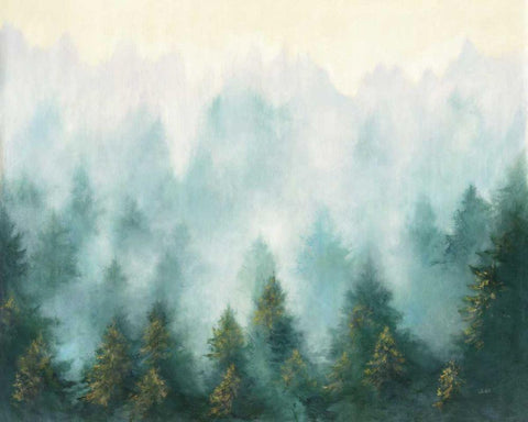 Misty Forest White Modern Wood Framed Art Print with Double Matting by Purinton, Julia