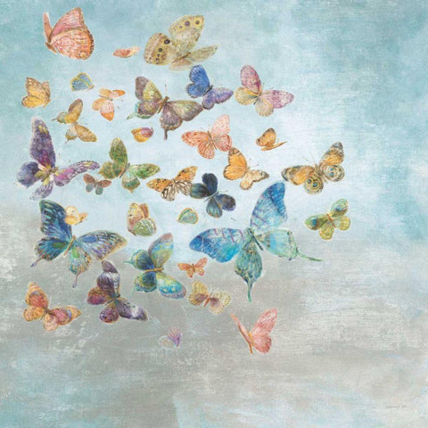 Beautiful Butterflies v3 Square White Modern Wood Framed Art Print by Nai, Danhui