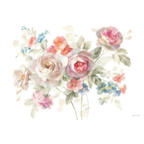 Cottage Garden I on White Black Modern Wood Framed Art Print with Double Matting by Nai, Danhui