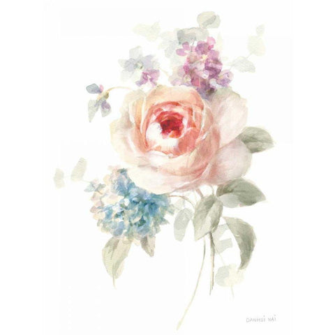 Cottage Garden III on White Gold Ornate Wood Framed Art Print with Double Matting by Nai, Danhui