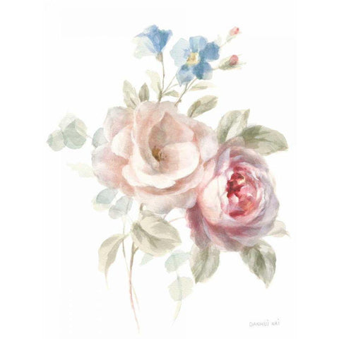 Cottage Garden IV on White Gold Ornate Wood Framed Art Print with Double Matting by Nai, Danhui