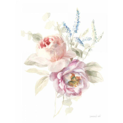 Cottage Garden V on White Black Modern Wood Framed Art Print with Double Matting by Nai, Danhui