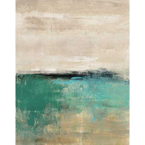 Spring Valley II Teal White Modern Wood Framed Art Print by Vassileva, Silvia