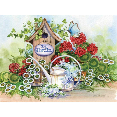Le Jardin White Modern Wood Framed Art Print by McKenna, Kathleen Parr