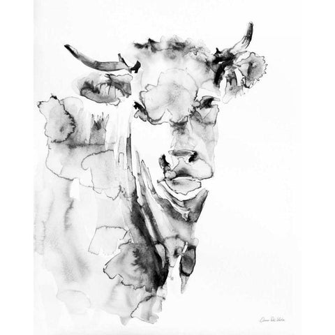 Village Cow Gray Black Modern Wood Framed Art Print by Valle, Aimee Del