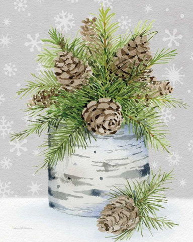 Birch Vase II on Gray Crop Black Ornate Wood Framed Art Print with Double Matting by McKenna, Kathleen Parr