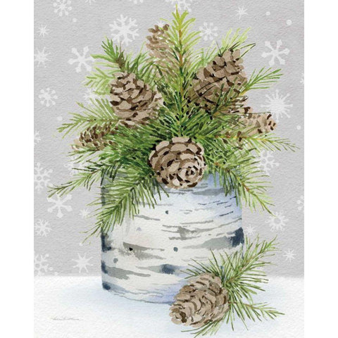 Birch Vase II on Gray Crop Black Modern Wood Framed Art Print by McKenna, Kathleen Parr