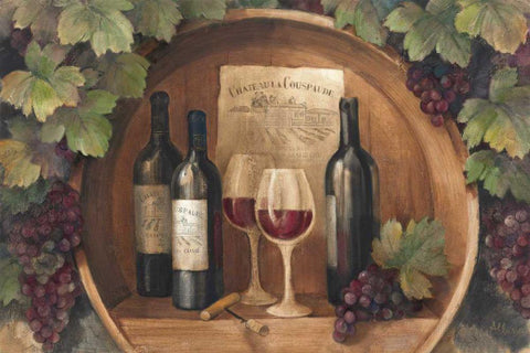 At the Winery - Wag Black Ornate Wood Framed Art Print with Double Matting by Hristova, Albena