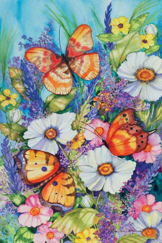 Butterfly Garden Black Ornate Wood Framed Art Print with Double Matting by McKenna, Kathleen Parr