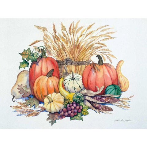 Pumpkin Harvest Black Modern Wood Framed Art Print by McKenna, Kathleen Parr