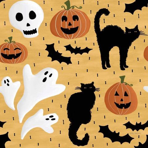 Haunted Hallowee Pattern IV Black Ornate Wood Framed Art Print with Double Matting by Marshall, Laura