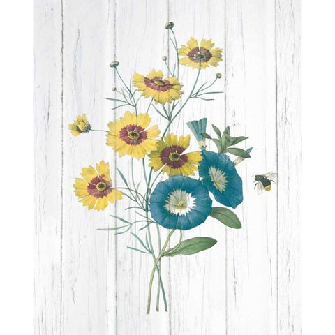 Botanical Bouquet on Wood II Black Modern Wood Framed Art Print by Wild Apple Portfolio