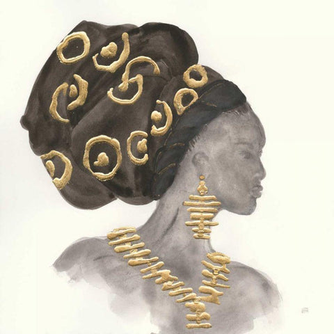 Headdress Beauty I Black Modern Wood Framed Art Print by Paschke, Chris