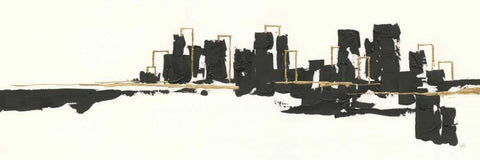 Gilded City I White Modern Wood Framed Art Print with Double Matting by Paschke, Chris