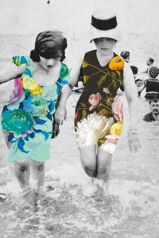 Beach Party Black Ornate Wood Framed Art Print with Double Matting by Wild Apple Portfolio