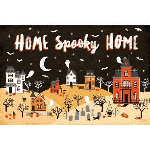 Spooky Village II Gold Ornate Wood Framed Art Print with Double Matting by Marshall, Laura