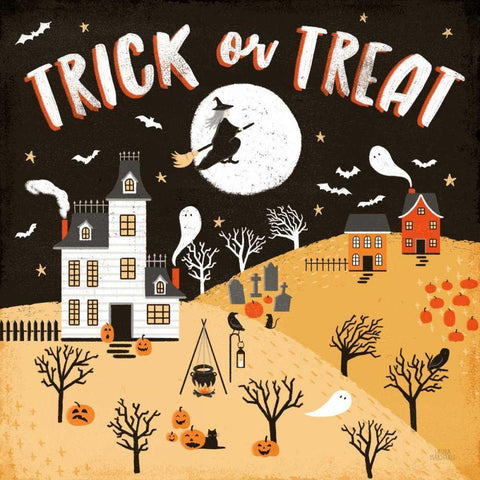 Spooky Village III Black Modern Wood Framed Art Print by Marshall, Laura