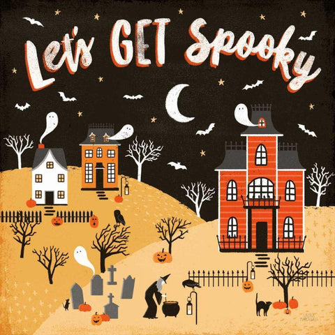 Spooky Village IV Black Modern Wood Framed Art Print with Double Matting by Marshall, Laura