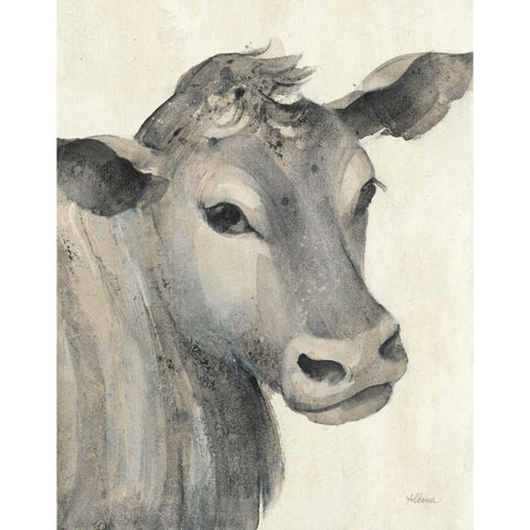 Moo Brown Crop White Modern Wood Framed Art Print by Hristova, Albena