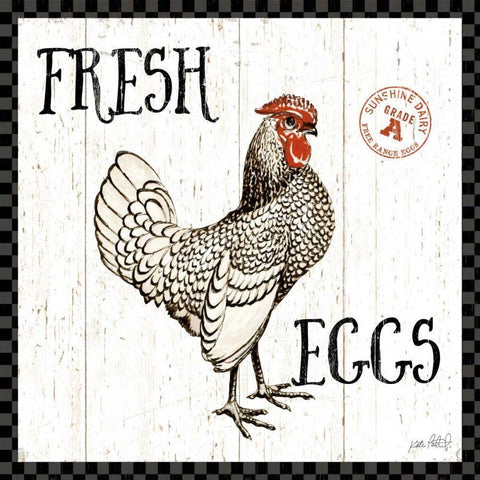 Free Range Fresh IV Checker Border White Modern Wood Framed Art Print by Pertiet, Katie