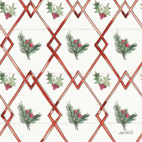 Modern Farmhouse Pattern IVA Christmas Gold Ornate Wood Framed Art Print with Double Matting by Tavoletti, Anne
