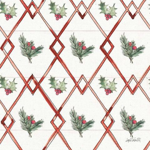 Modern Farmhouse Pattern IVA Christmas Black Ornate Wood Framed Art Print with Double Matting by Tavoletti, Anne