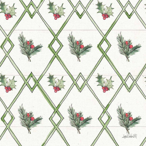 Modern Farmhouse Pattern IVB Christmas Black Ornate Wood Framed Art Print with Double Matting by Tavoletti, Anne