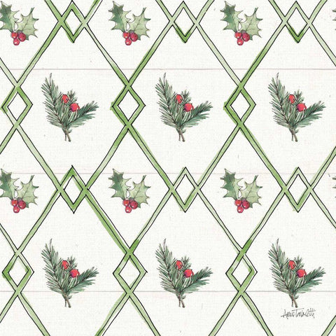 Modern Farmhouse Pattern IVB Christmas Black Modern Wood Framed Art Print with Double Matting by Tavoletti, Anne