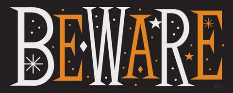 Festive Fright Beware Black Ornate Wood Framed Art Print with Double Matting by Mullan, Michael