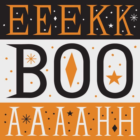 Festive Fright EEK BOO AHH Black Ornate Wood Framed Art Print with Double Matting by Mullan, Michael