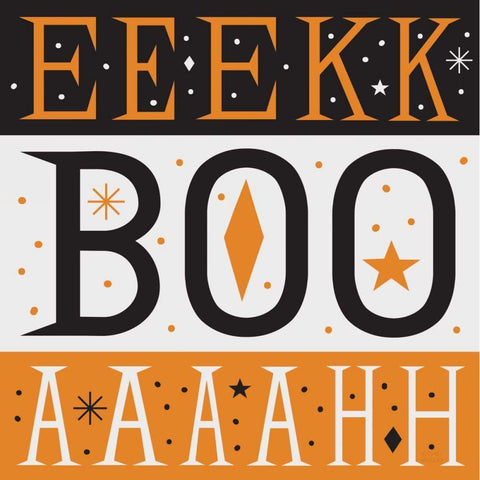 Festive Fright EEK BOO AHH Black Modern Wood Framed Art Print by Mullan, Michael