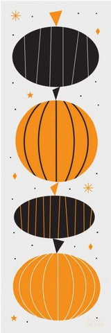 Festive Fright Pumpkins White Modern Wood Framed Art Print with Double Matting by Mullan, Michael