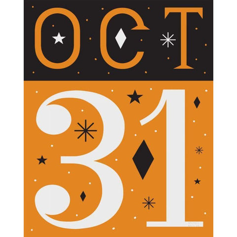 Festive Fright October 31 I White Modern Wood Framed Art Print by Mullan, Michael