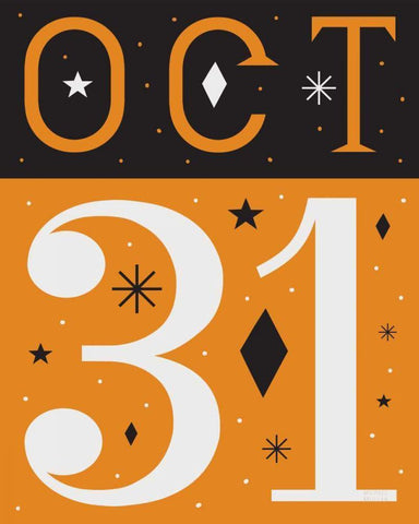 Festive Fright October 31 I White Modern Wood Framed Art Print with Double Matting by Mullan, Michael