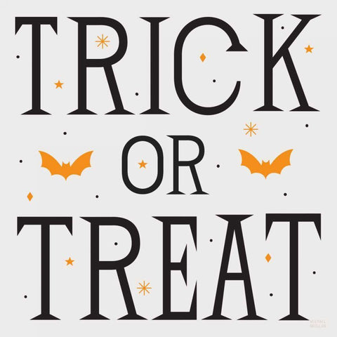 Festive Fright Trick or Treat II White Modern Wood Framed Art Print with Double Matting by Mullan, Michael