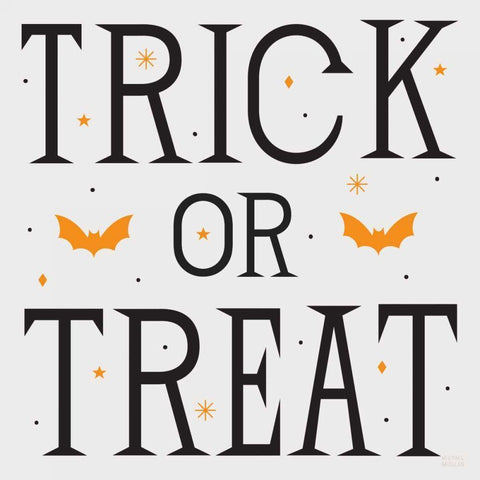 Festive Fright Trick or Treat II Black Modern Wood Framed Art Print with Double Matting by Mullan, Michael