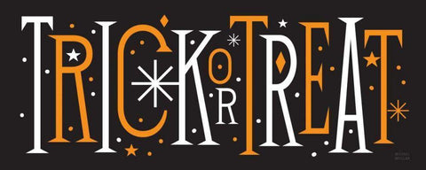 Festive Fright Trick or Treat III White Modern Wood Framed Art Print with Double Matting by Mullan, Michael