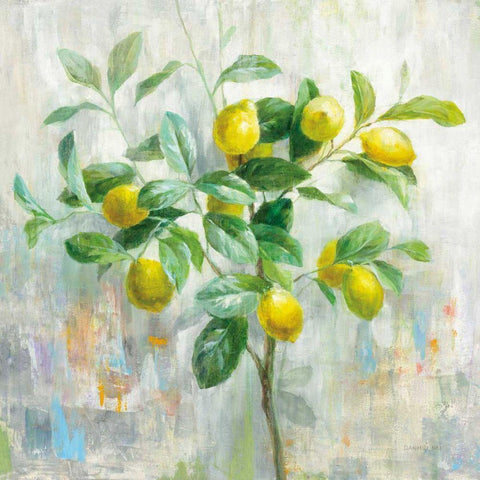 Lemon Branch White Modern Wood Framed Art Print by Nai, Danhui