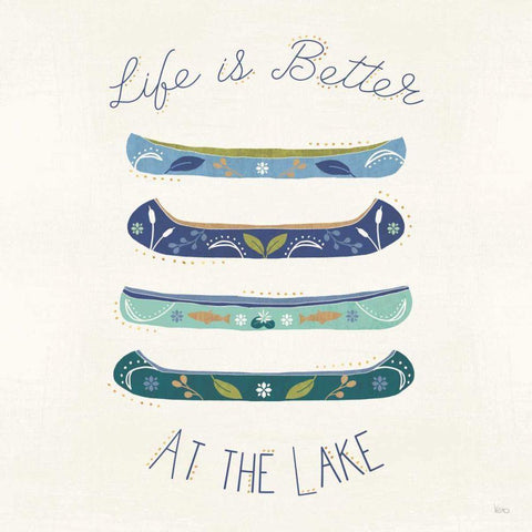 Otomi Lake VI Canoes Gold Ornate Wood Framed Art Print with Double Matting by Charron, Veronique