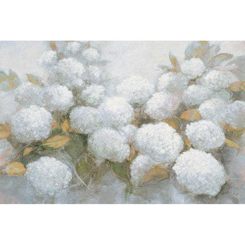 Annabelle Hydrangeas Blue Gray Crop Gold Ornate Wood Framed Art Print with Double Matting by Purinton, Julia