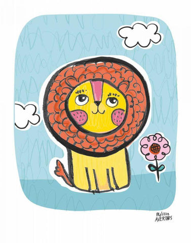 Wild About You Lion White Modern Wood Framed Art Print with Double Matting by Averinos, Melissa